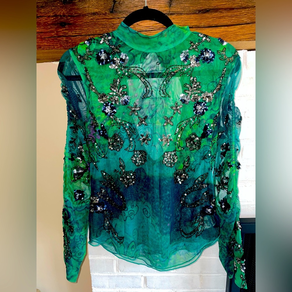 Free people mesh embellished top